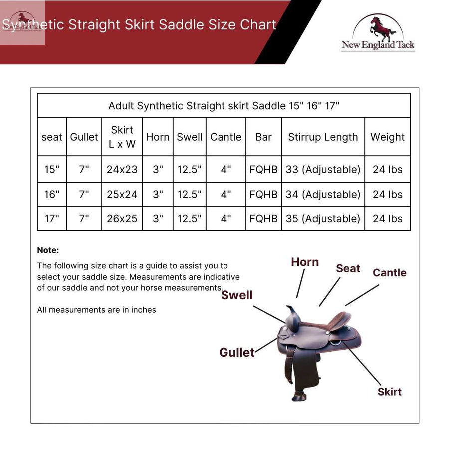 Adults Western All-Around Horse Synthetic Straight Skirt Leather Saddle NewEngland Tack