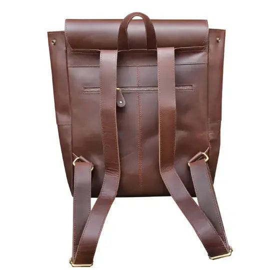 Casual Leather Backpack For Men & Women, Handcrafted Top Grain Leather Backpack, Unisex Lightweight Daily Backpack,Brown Backpack For Laptop - NewEngland Tack