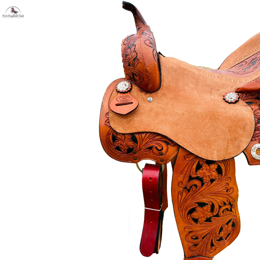 Resistance Western Floral Tooled Leather Hard Seat Saddle NewEngland Tack