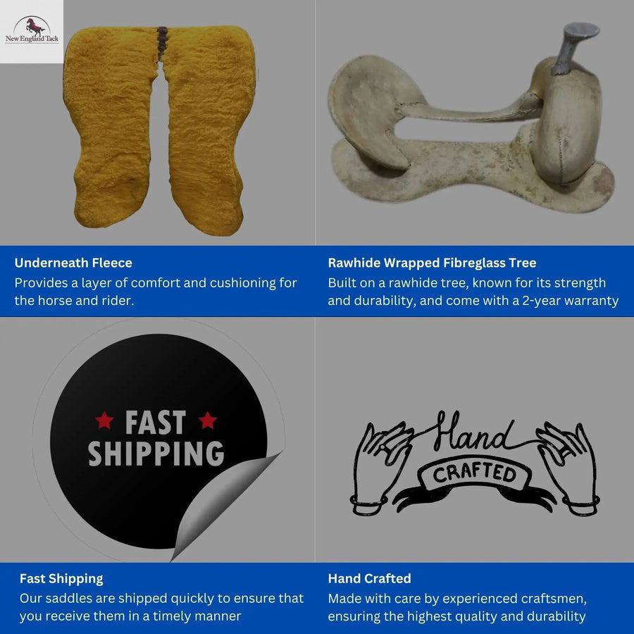 Pleasure Trail Rough Out Buck Stitched All Size Both Adults & Kids Western Horse Saddle With Suede Seat NewEngland Tack