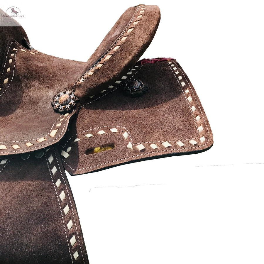 Copy of Resistance Western Pleasure Trail Rough Out Buck Stitched All Size Both Adults & Kids Western Horse Saddle With Suede Seat NewEngland Tack