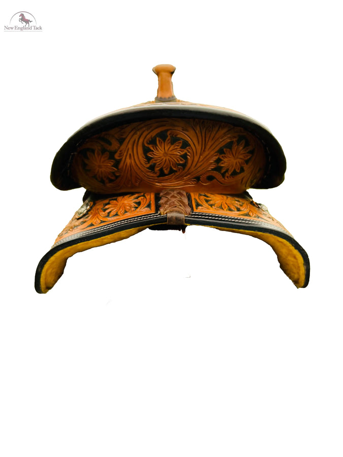 Floral Tooled Youth Western Leather Horse Barrel Saddle NewEnglandTack