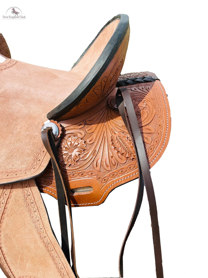 Genuine New Western Leather Youth Child Horse Pony Ranch Saddle Floral Tooled NewEnglandTack