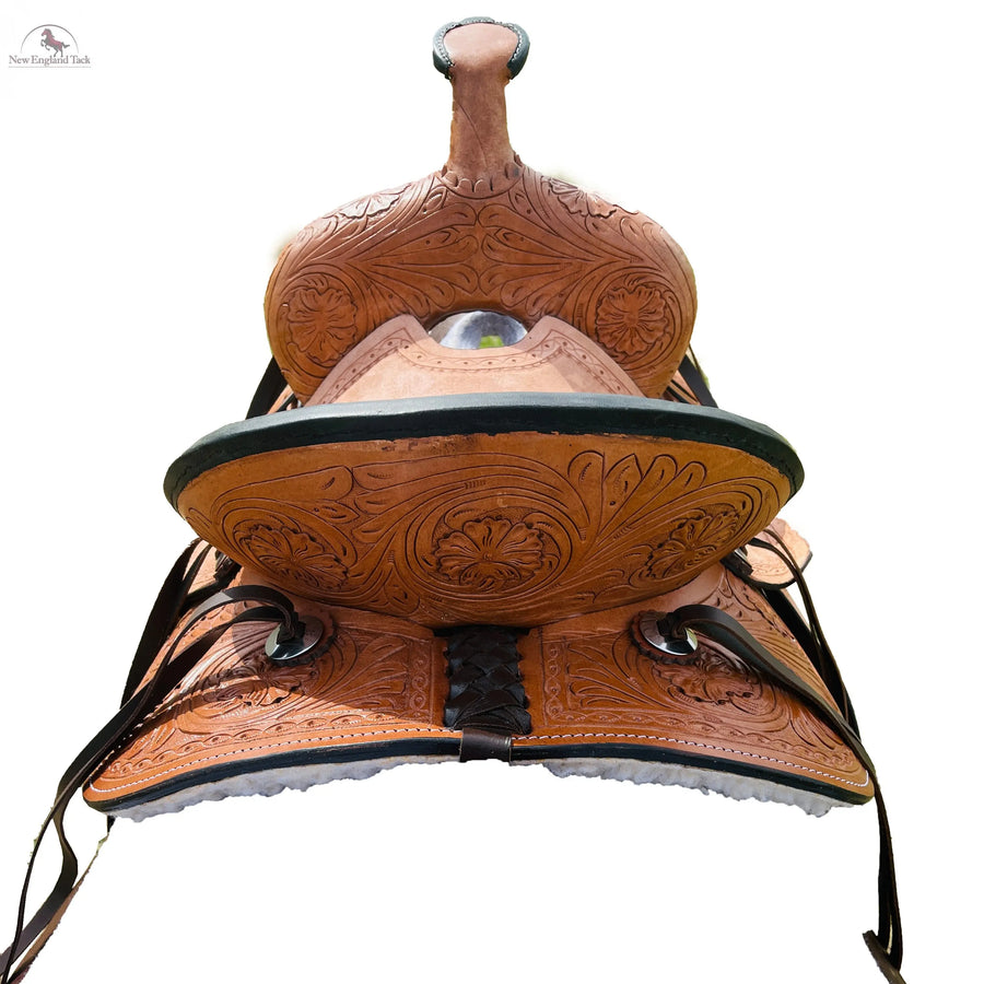 Genuine New Western Leather Youth Child Horse Pony Ranch Saddle Floral Tooled NewEnglandTack