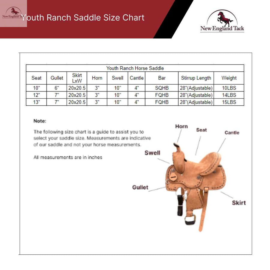Genuine New Western Leather Youth Child Horse Pony Ranch Saddle Natural NewEnglandTack