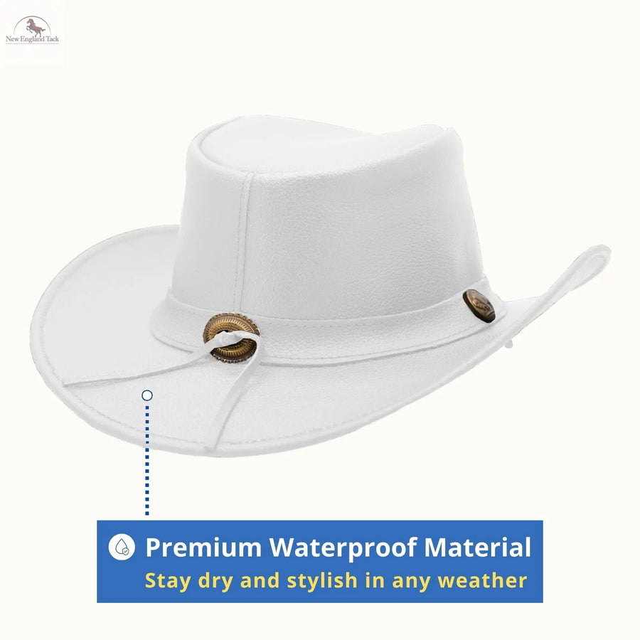 Leather Cowboy hat Genuine leather Hat Wide Brim western Hat Men Aussie style NewEngland Tack