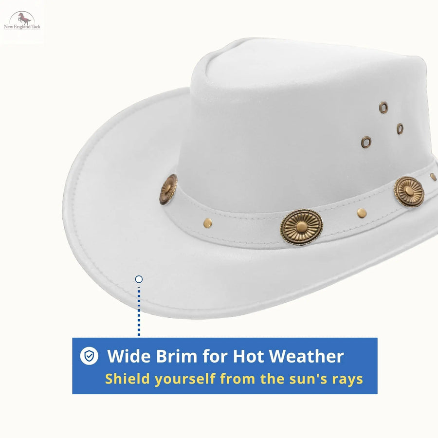 Leather Cowboy hat Genuine leather Hat Wide Brim western Hat Men Aussie style NewEngland Tack