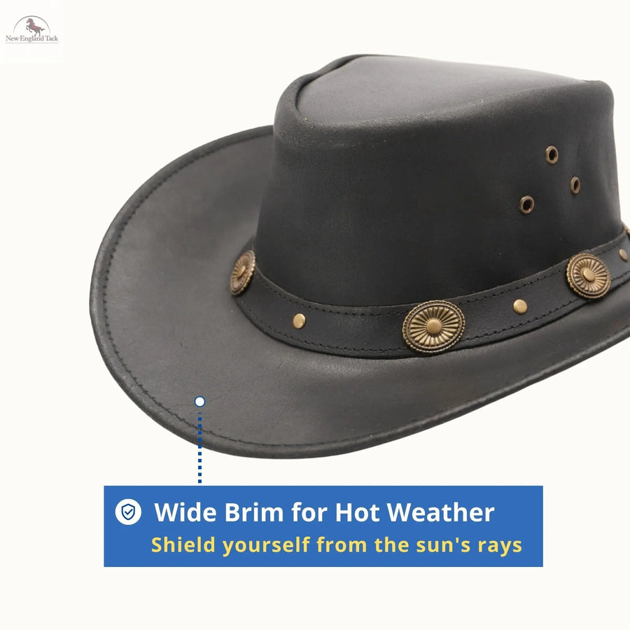 Leather Cowboy hat Genuine leather Hat Wide Brim western Hat Men Aussie style NewEngland Tack