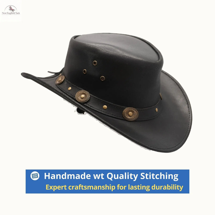 Leather Cowboy hat Genuine leather Hat Wide Brim western Hat Men Aussie style NewEngland Tack