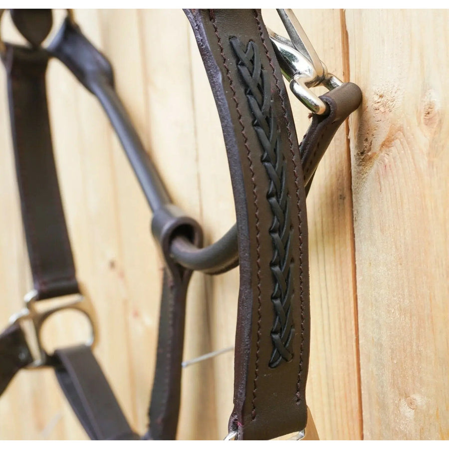 Leather Horse Halter Hand-Braided - SS Hardware - NewEngland Tack
