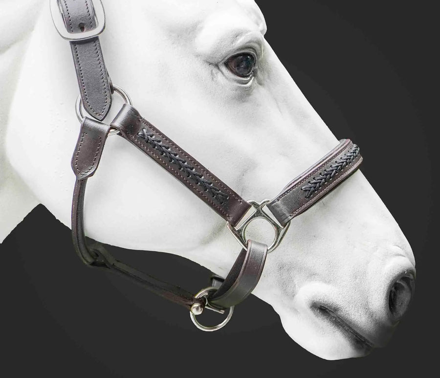 Leather Horse Halter Hand-Braided - SS Hardware - NewEngland Tack