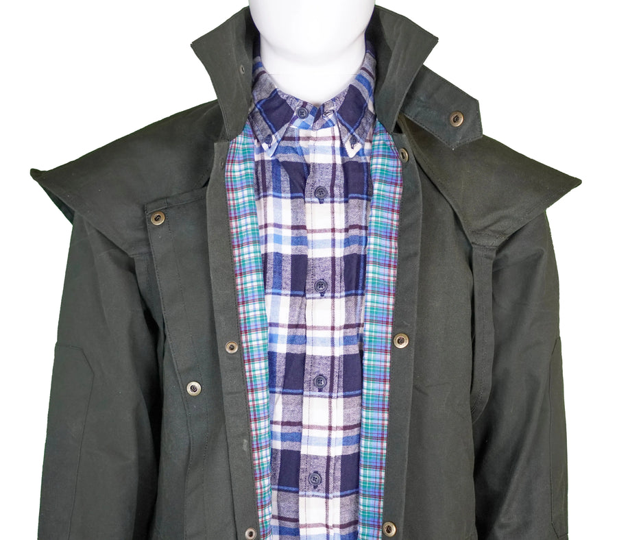 Oilskin Cotton Western Short Duster Jacket | Waterproof Breathable Long Sleeves 3/4 Length Duster NewEngland Tack