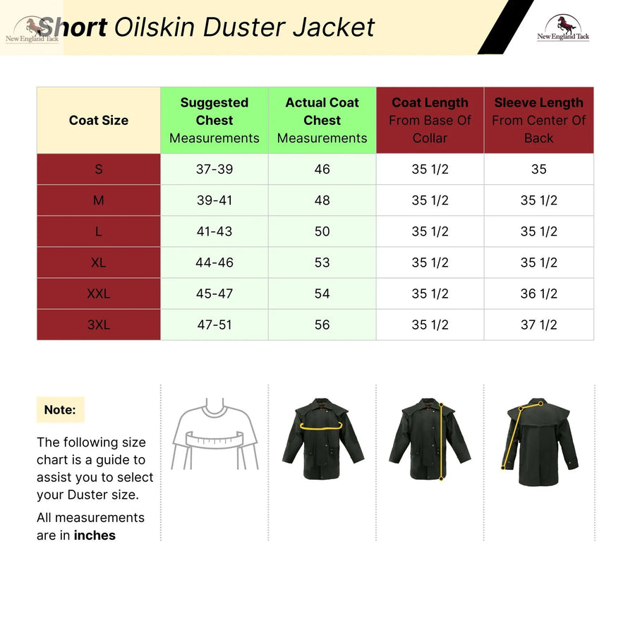 Oilskin Cotton Western Short Duster Jacket NewEngland Tack