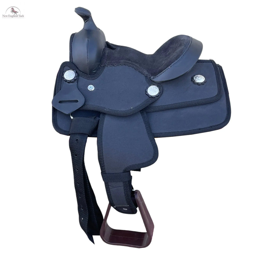Youth Western New Generation Horse Synthetic Saddle - 8"- Blue/Black/Light Brown/Pink Color Saddle NewEngland Tack