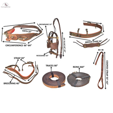 Premium Horse Gig Harness Full Size St Oily Cow Softy Leather with Brass Lacquer NewEnglandTack