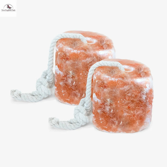 RESISTANCE Pink Himalayan Salt Lick Block with Rope for Horses, Cattle, Deer, Goats, and Livestock - 2 Lbs (Each Block Weight) NewEngland Tack