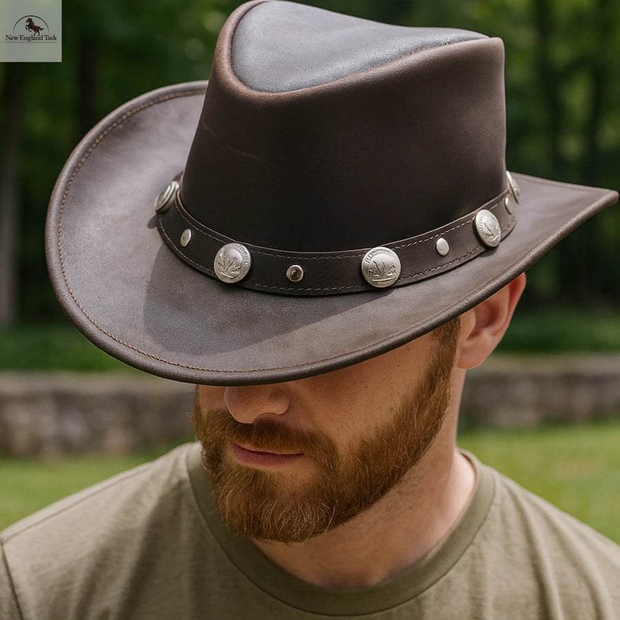 RESISTANCE Premium Australian Style Leather Cowboy Hat Shapeable Outback Hat for Men and Women NewEngland Tack