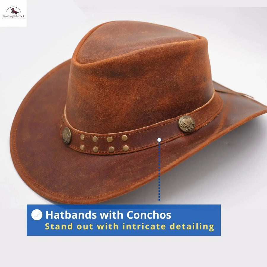 Premium Australian Style Leather Cowboy Hat | Shapeable Outback Hat for Men and Women NewEngland Tack