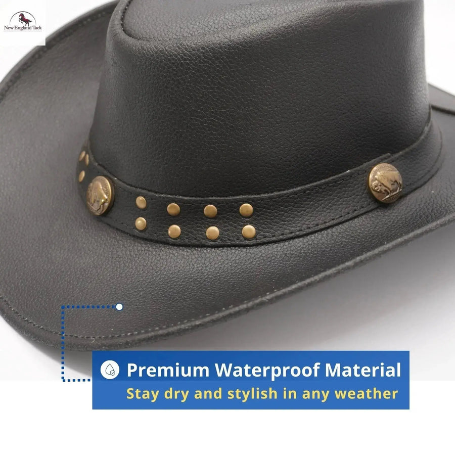 Premium Australian Style Leather Cowboy Hat | Shapeable Outback Hat for Men and Women NewEngland Tack