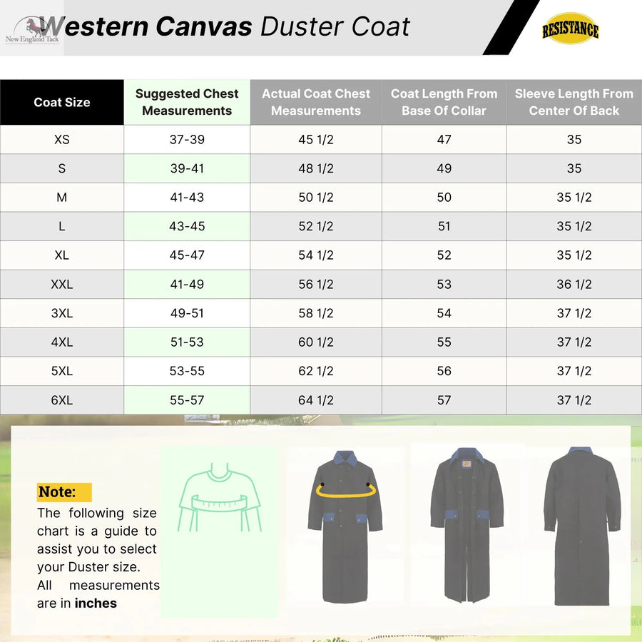 RESISTANCE Western Long Old Cowboy Canvas Jacket - Rangewear Canvas Duster Coat NewEngland Tack