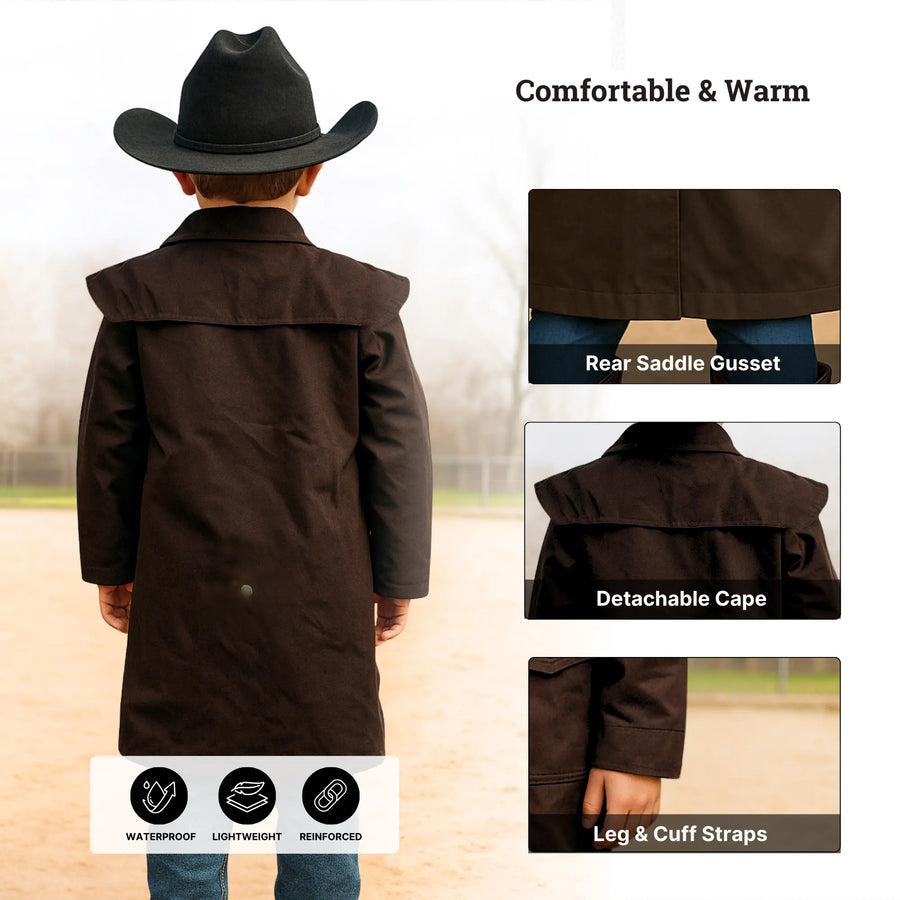 Resistance Kids Western Oilskin Waterproof Duster Coat NewEngland Tack