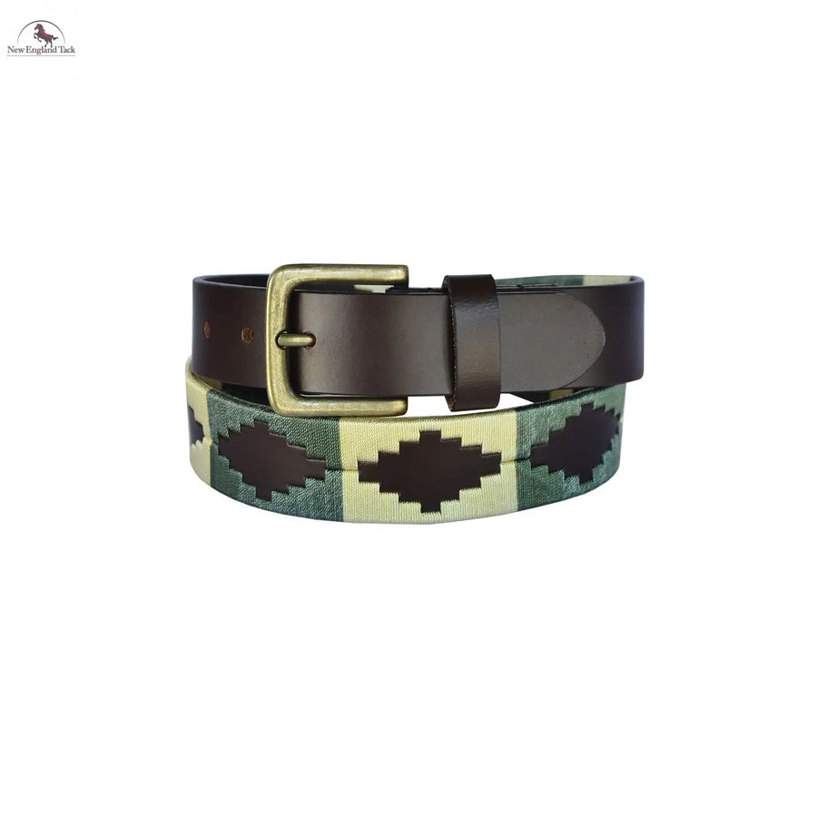 Resistance Polo Belt for Men | Hand Stitched Leather Belt With Colorful Embroidery | Gaucho Style Belt 1.5” Wide - NewEngland Tack