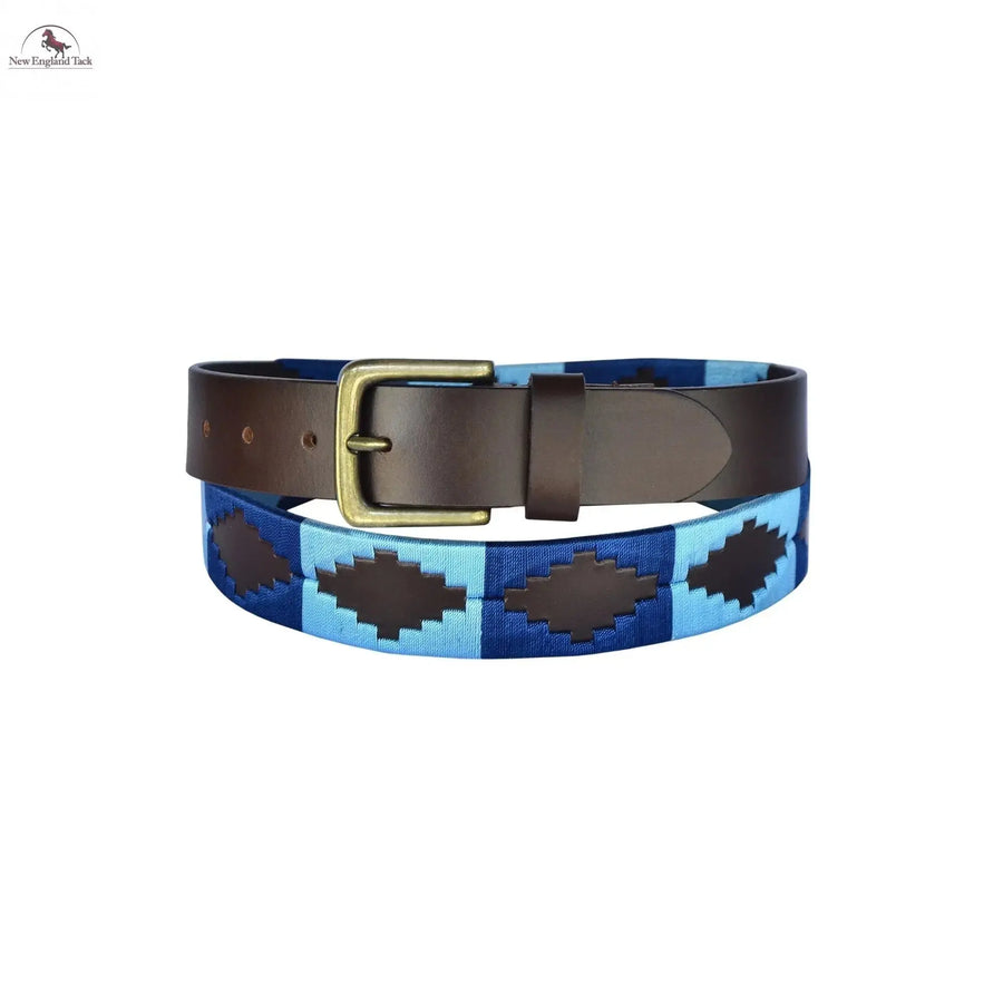 Resistance Polo Belt for Men | Hand Stitched Leather Belt With Colorful Embroidery | Gaucho Style Belt 1.5” Wide - NewEngland Tack
