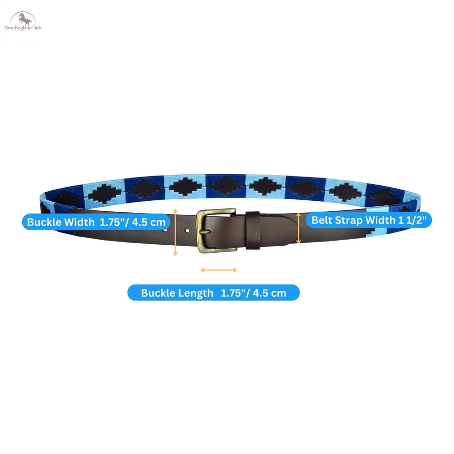 Resistance Polo Belt for Men | Hand Stitched Leather Belt With Colorful Embroidery | Gaucho Style Belt 1.5” Wide NewEngland Tack