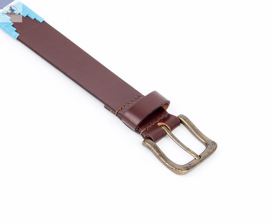 Resistance Polo Belt for Men | Hand Stitched Leather Belt With Colorful Embroidery | Gaucho Style Belt 1.5” Wide NewEngland Tack