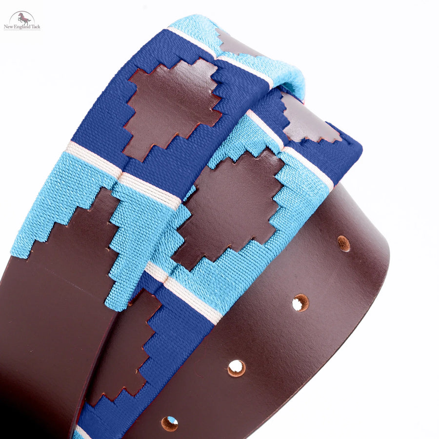 Resistance Polo Belt for Men | Hand Stitched Leather Belt With Colorful Embroidery | Gaucho Style Belt 1.5” Wide NewEngland Tack