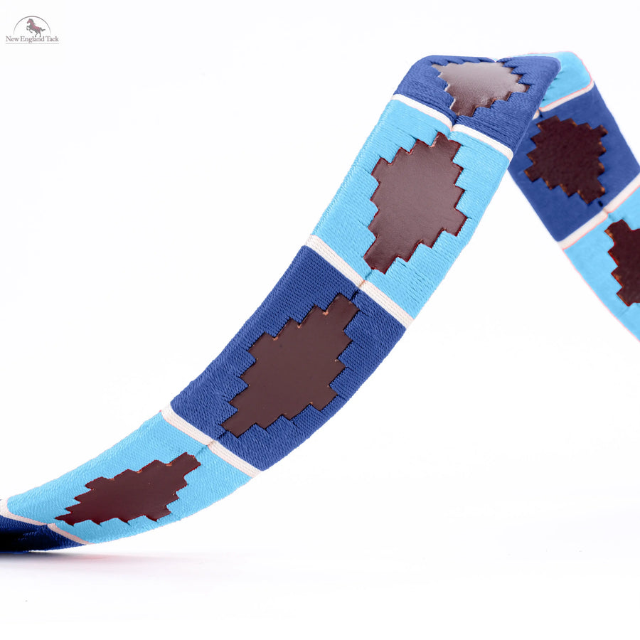 Resistance Polo Belt for Men | Hand Stitched Leather Belt With Colorful Embroidery | Gaucho Style Belt 1.5” Wide NewEngland Tack