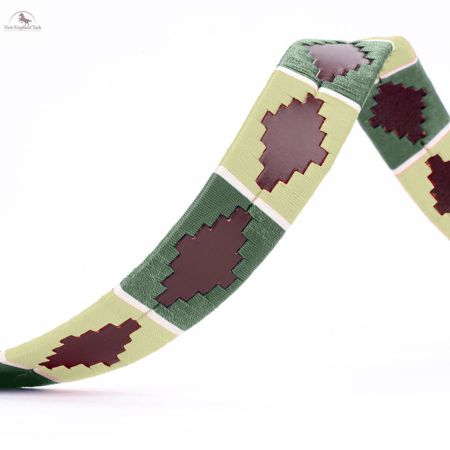 Resistance Polo Belt for Men | Hand Stitched Leather Belt With Colorful Embroidery | Gaucho Style Belt 1.5” Wide NewEngland Tack