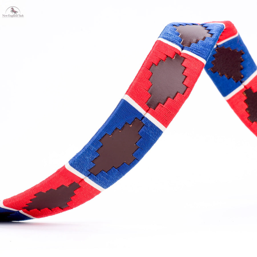 Resistance Polo Belt for Men | Hand Stitched Leather Belt With Colorful Embroidery | Gaucho Style Belt 1.5” Wide NewEngland Tack