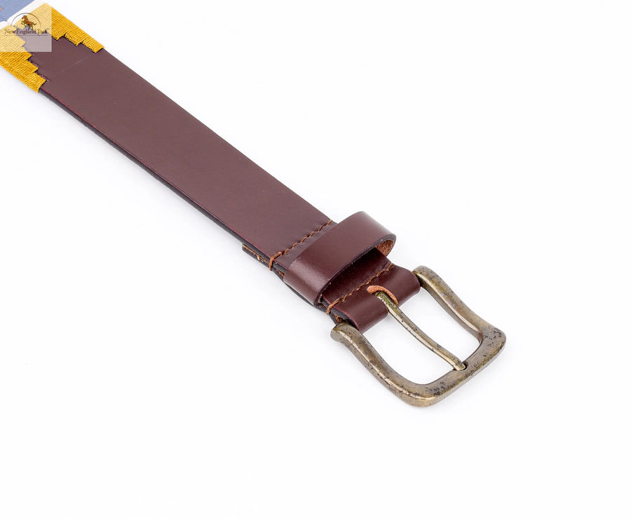 Resistance Polo Belt for Men | Hand Stitched Leather Belt With Colorful Embroidery | Gaucho Style Belt 1.5” Wide NewEngland Tack