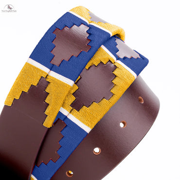 Resistance Polo Belt for Men | Hand Stitched Leather Belt With Colorful Embroidery | Gaucho Style Belt 1.5” Wide NewEngland Tack