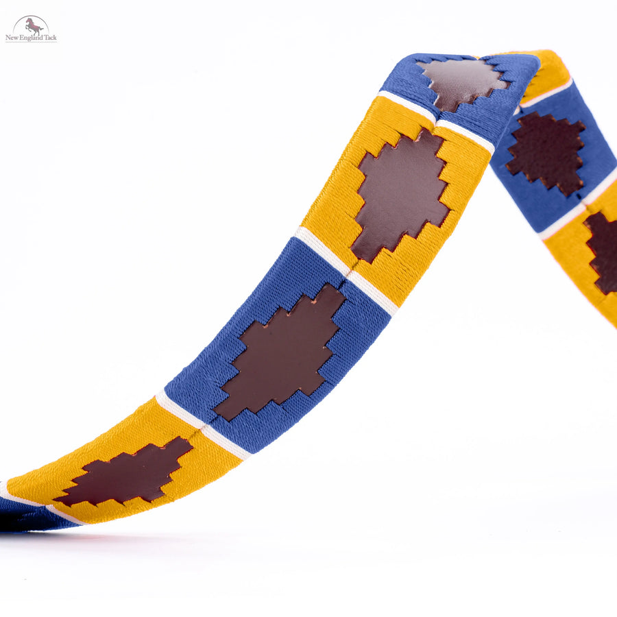 Resistance Polo Belt for Men | Hand Stitched Leather Belt With Colorful Embroidery | Gaucho Style Belt 1.5” Wide NewEngland Tack