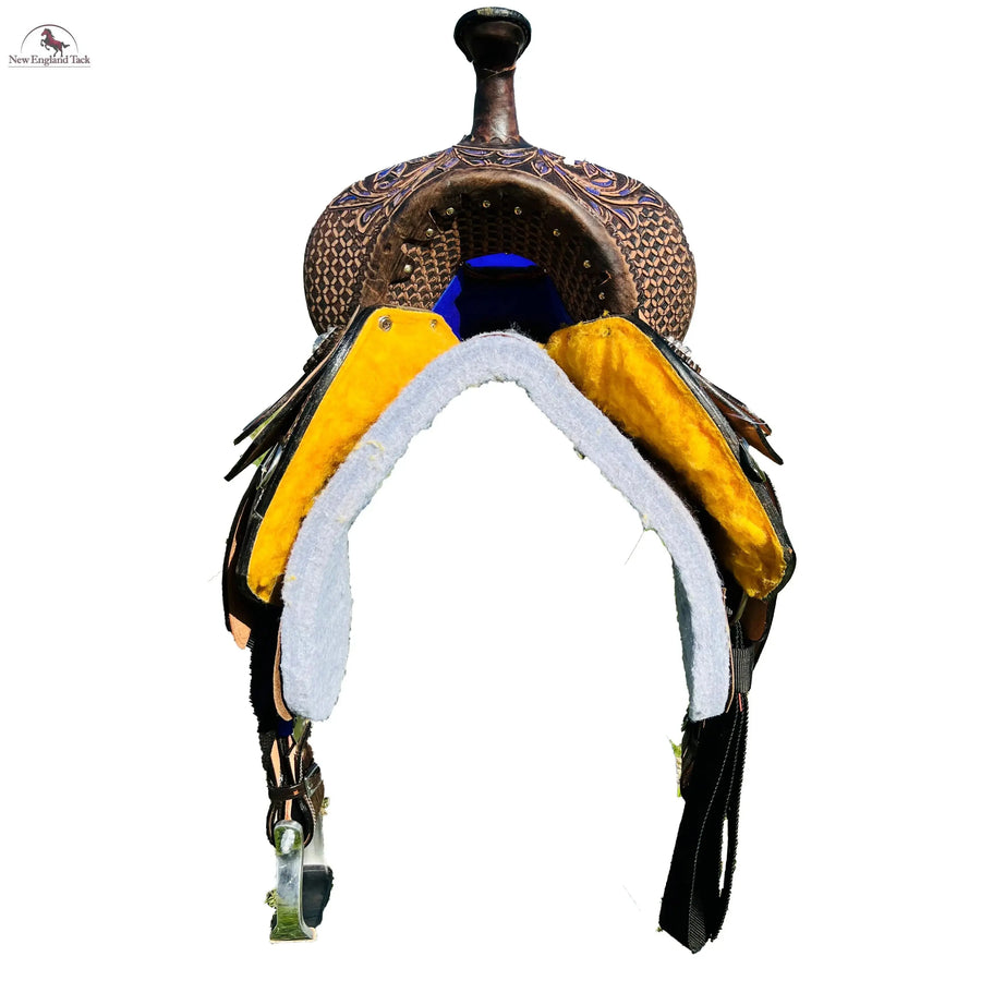 Premium Leather Western Barrel Saddle with Intricate Tooling NewEngland Tack
