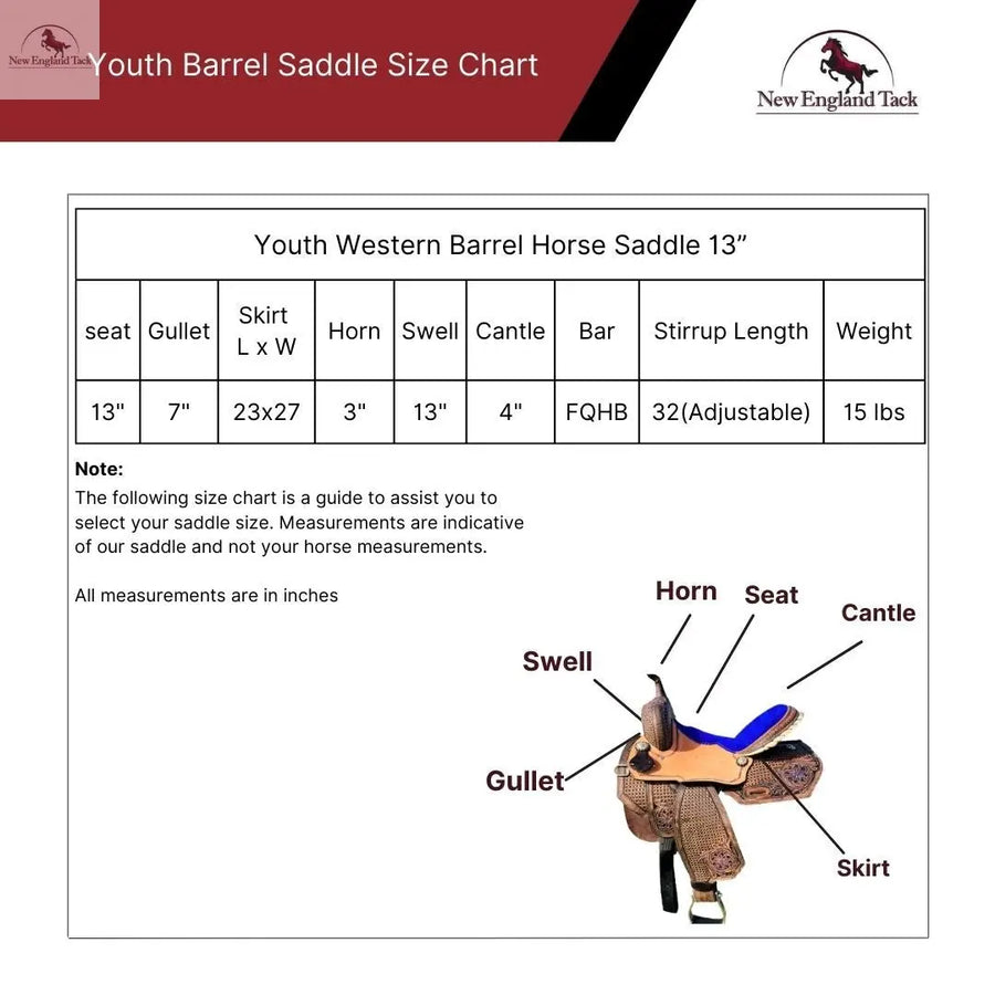 Copy of Resistance Premium Leather Western Barrel Saddle with Intricate Tooling NewEngland Tack