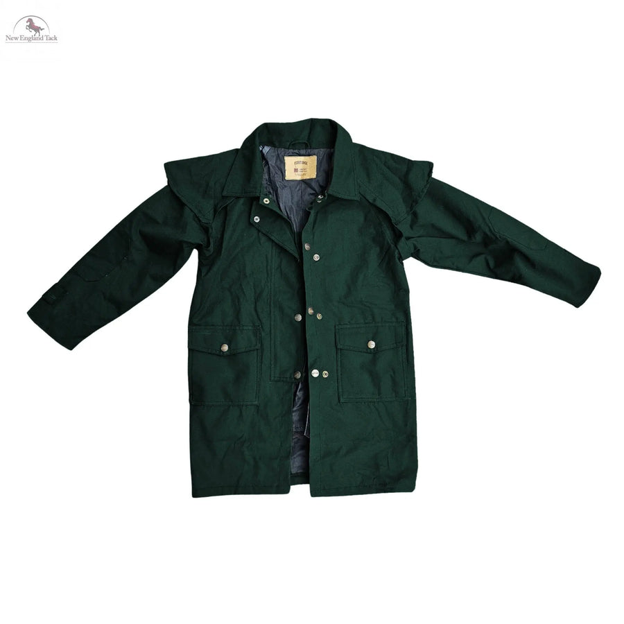 Resistance Unisex Western Oilskin Waterproof Duster Coat, Workwear Kids Rain Coat With Brass Button And Pockets NewEngland Tack