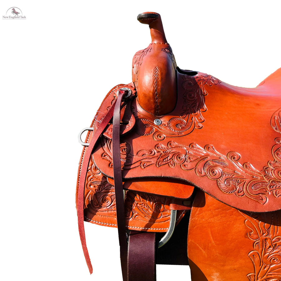 Resistance Western Argentinian Leather Horse Saddle - Floral Tooling | Ideal for Western Riding | Handcrafted Quality | Equestrian Gift NewEngland Tack