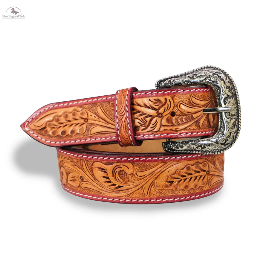Resistance Western Cowgirl Cowboy Floral Tooled  Argentinian Leather Belt NewEngland Tack