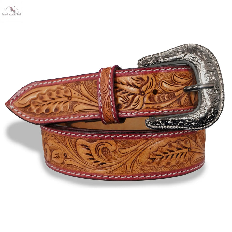 Resistance Western Cowgirl Cowboy Floral Tooled  Argentinian Leather Belt NewEngland Tack