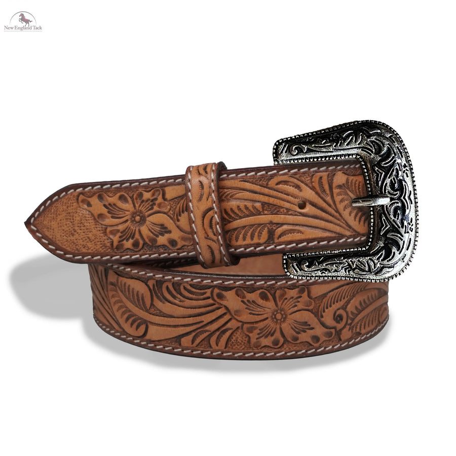 Resistance Western Cowgirl Cowboy Floral Tooled  Argentinian Leather Belt NewEngland Tack
