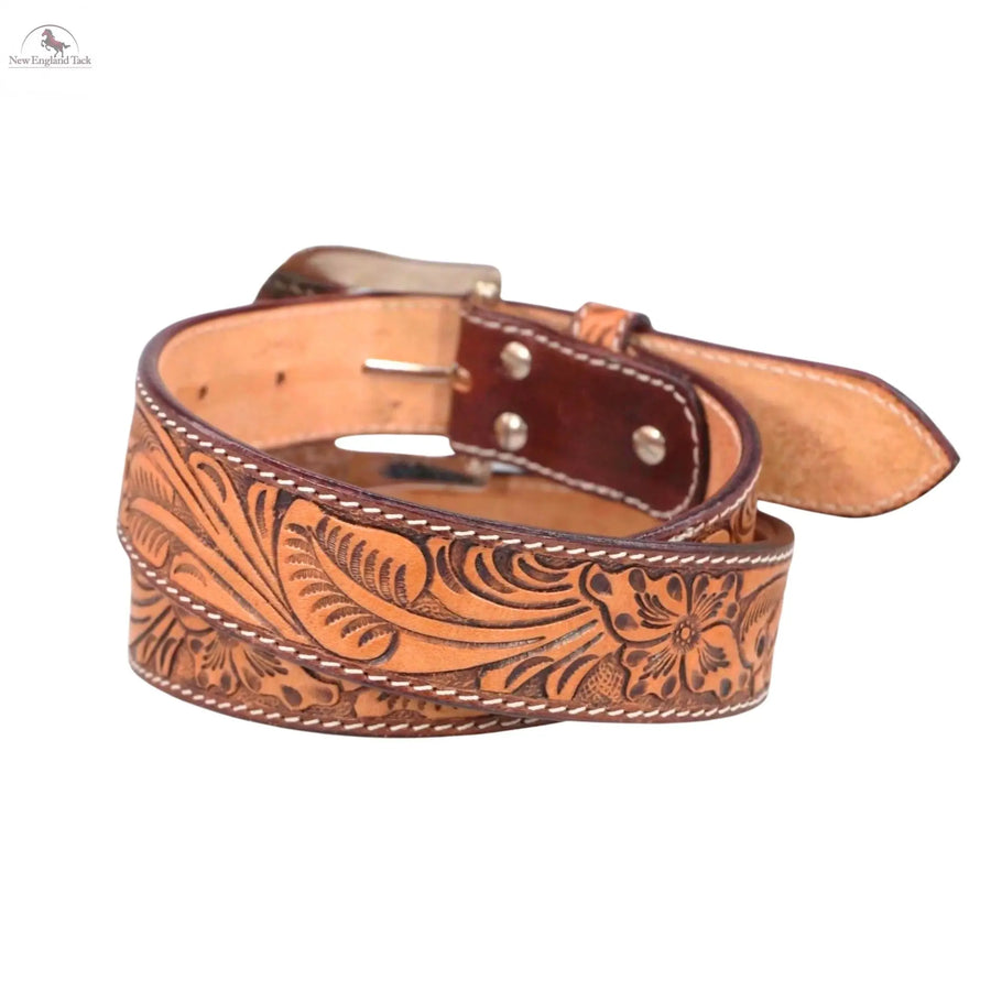 Resistance Western Cowgirl Cowboy Floral Tooled  Argentinian Leather Belt NewEngland Tack