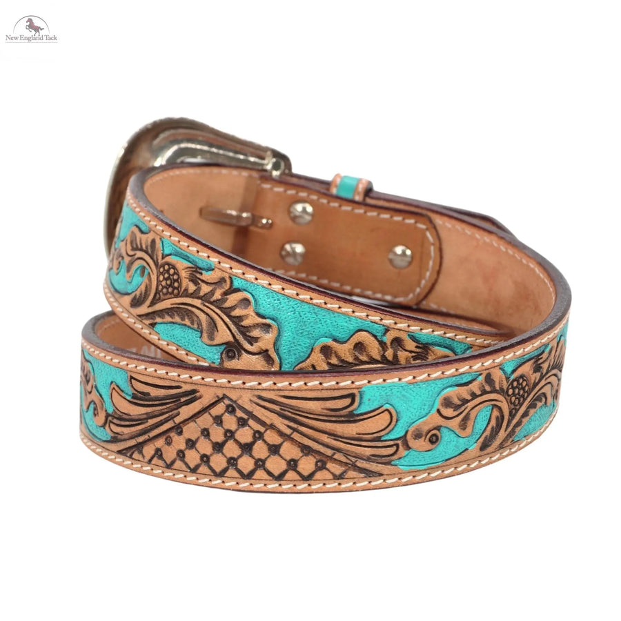 Resistance Western Cowgirl Cowboy Floral Tooled  Argentinian Leather Belt NewEngland Tack