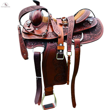 Resistance Western Horse Pleasure Saddle - Genuine Leather 15" 16" 17" 18" With Free Tack set NewEngland Tack