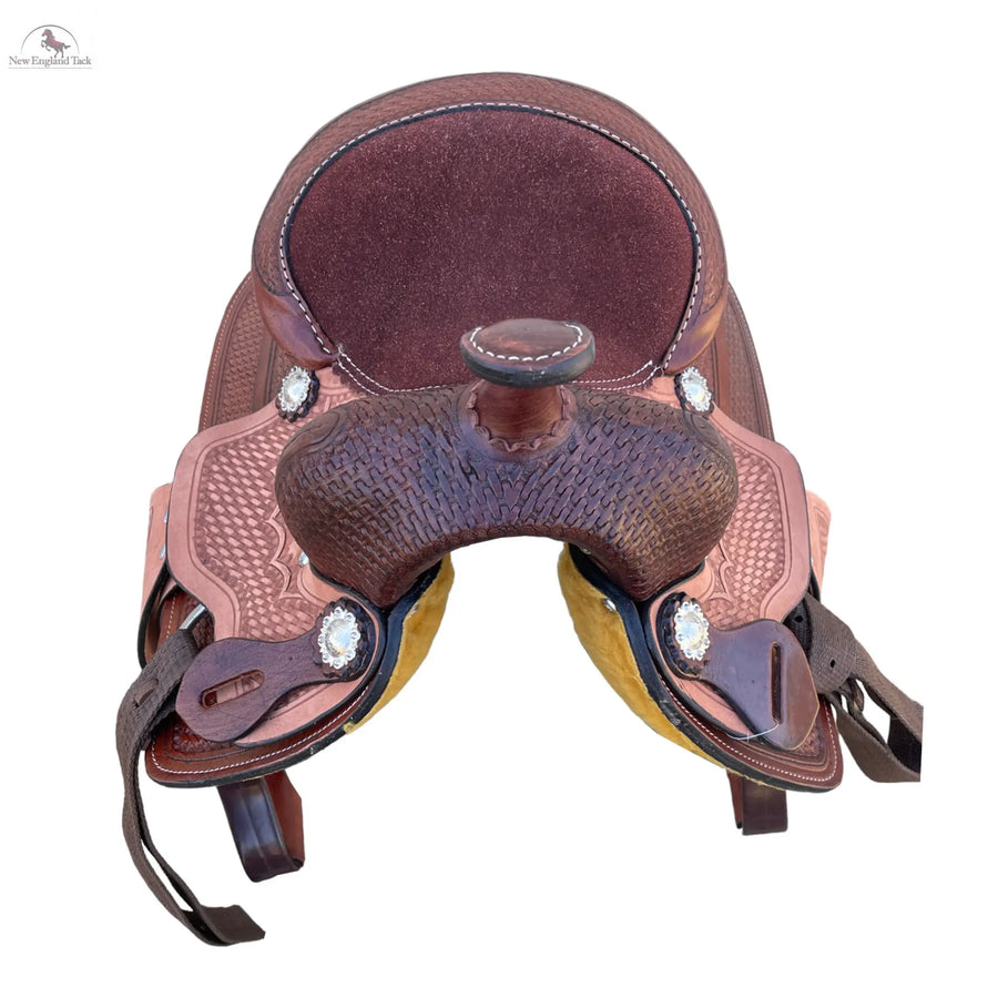 Resistance Western Miniatures 8 Inch Half Seat Barrel Saddle With Basket Weave Tool NewEngland Tack