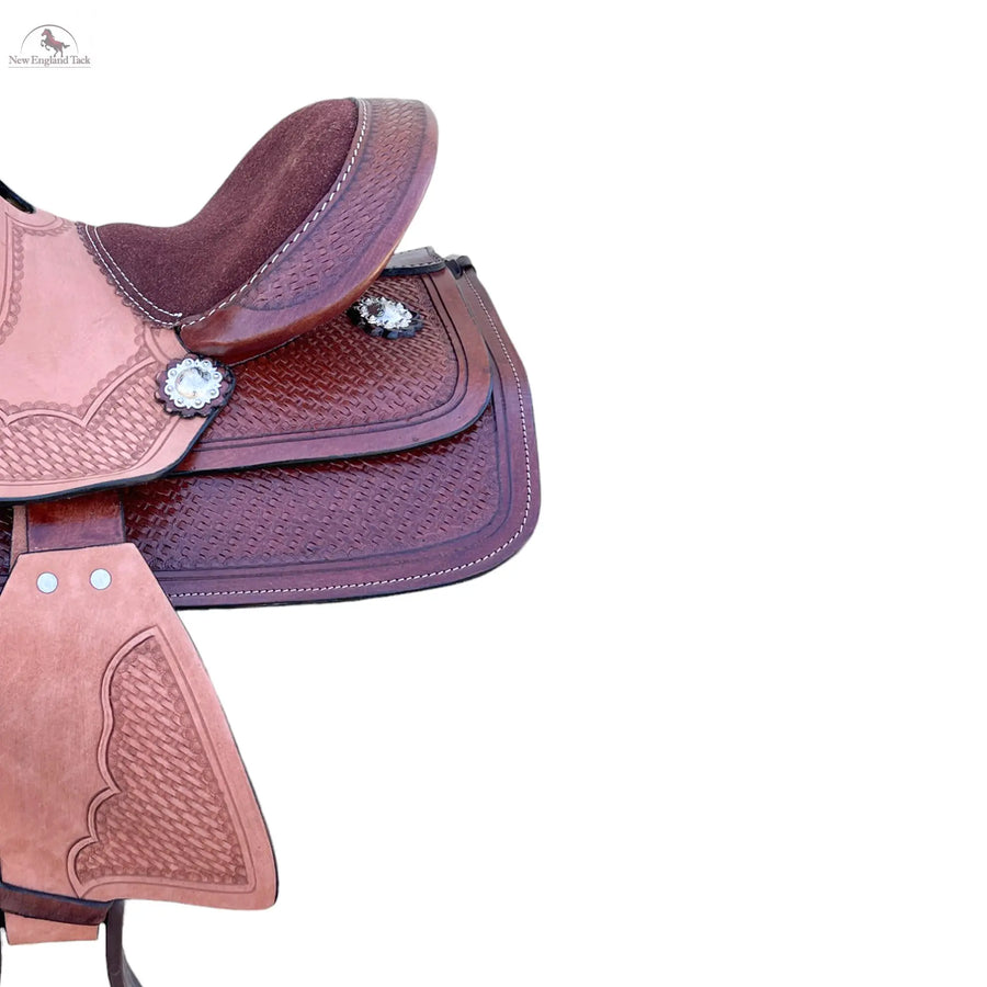 Resistance Western Miniatures 8 Inch Half Seat Barrel Saddle With Basket Weave Tool NewEngland Tack