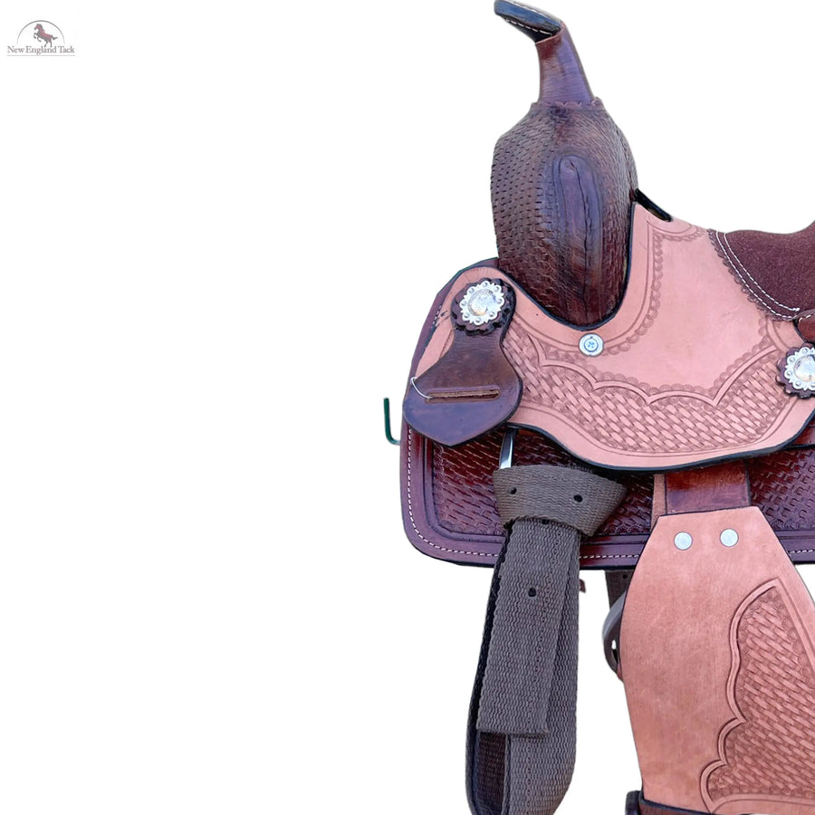 Resistance Western Miniatures 8 Inch Half Seat Barrel Saddle With Basket Weave Tool NewEngland Tack