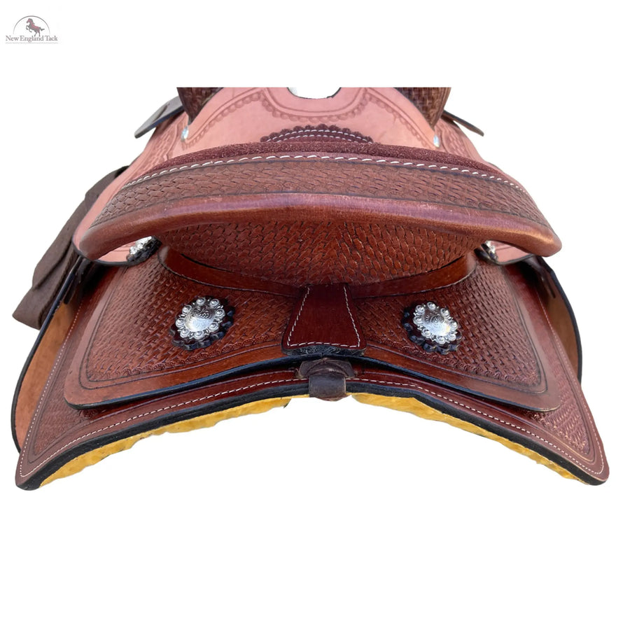 Resistance Western Miniatures 8 Inch Half Seat Barrel Saddle With Basket Weave Tool NewEngland Tack